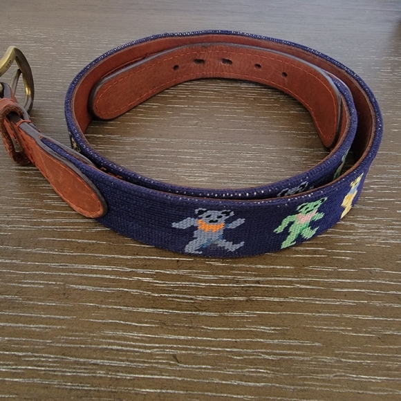 SMATHERS & BRANSON Navy Multicolor Dancing Bears Needlepoint Belt size 32 - Picture 2 of 8